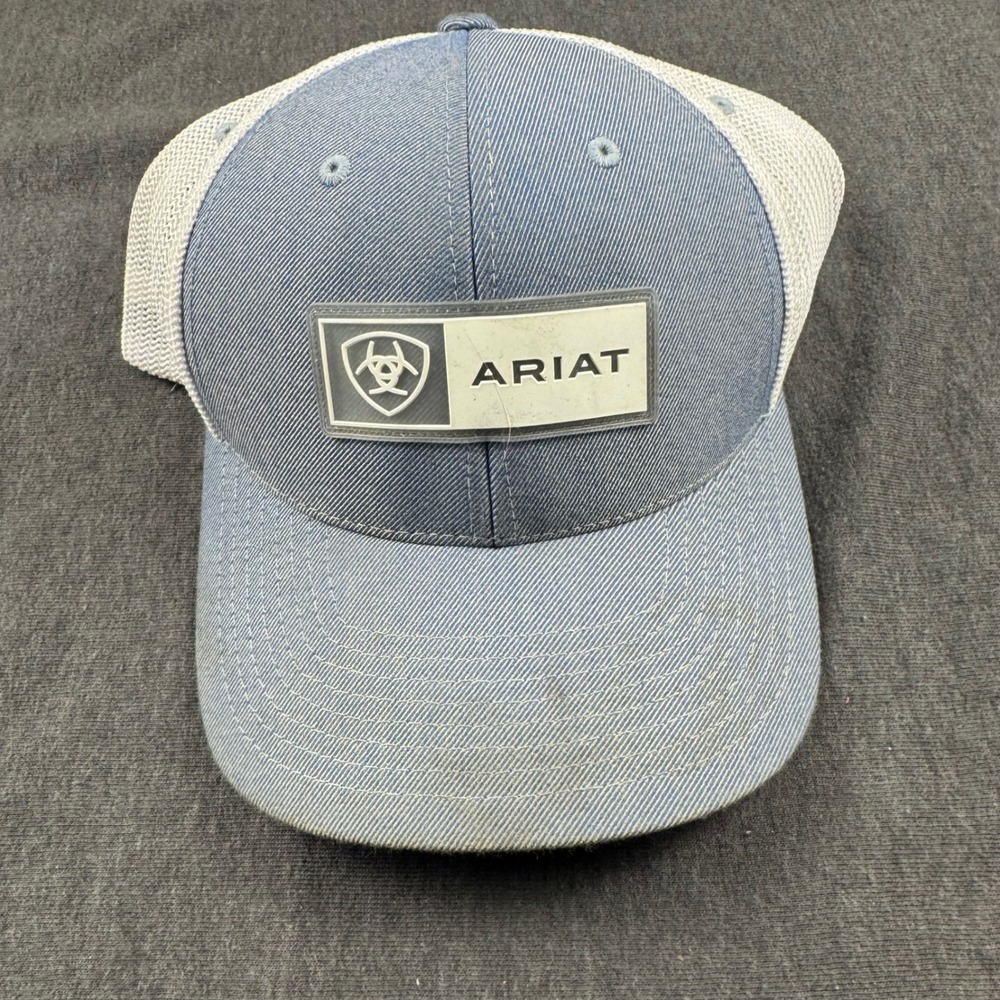 Ariat Flexfit Tech Trucker Hat Blue Mesh Logo Baseball Cap‎ One Size